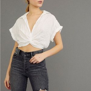 Urban Outfitters (White Twist Crop Top)